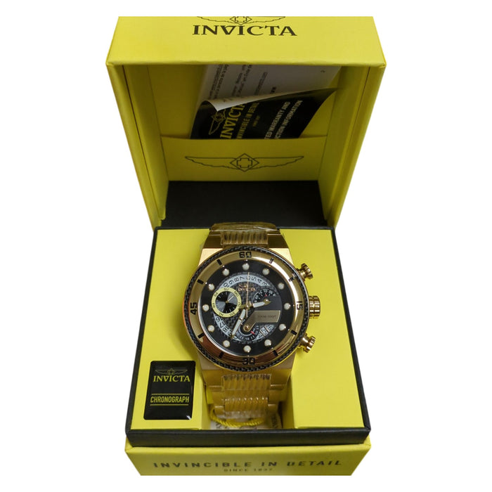 Invicta Mens S1 Rally Stainless Steel Wristwatch,51mm, Gold Band, Black Dial