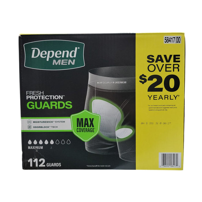 Depend Fresh Protection Guards for Men, Maximum Absorbency, 112 count