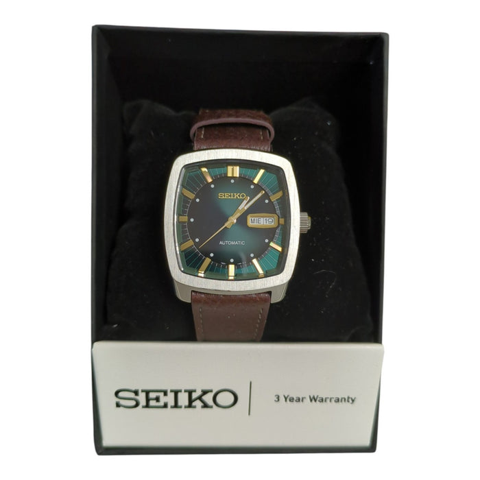 Seiko Recraft Series Automatic Leather Watch, 40mm, Green Dial, SNKP27