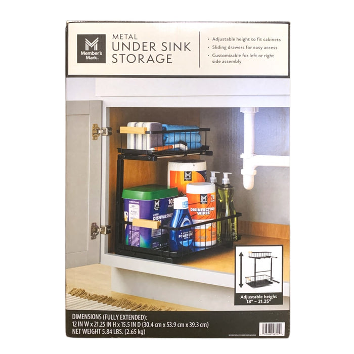 Member's Mark Metal Under Sink Storage with Adjustable Height, Black
