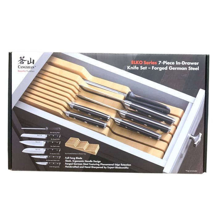 Cangshan ELKO Series 7-Piece In-Drawer Knife Set - Forged German Steel - Black