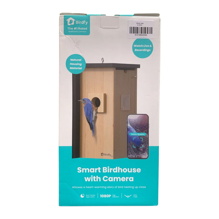Birdfy Nest Wooden Smart Birdhouse with Camera with Solar Panel,  NI-8331