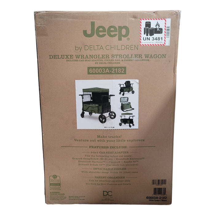 Jeep Wrangler Deluxe Stroller Wagon + Accessories Black/Green