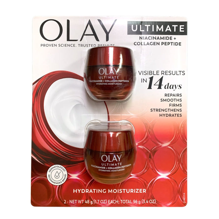 Olay Ultimate Niacinamide + Collagen Peptide24 Hydrating Moisturizer, 2pk, 1.7oz