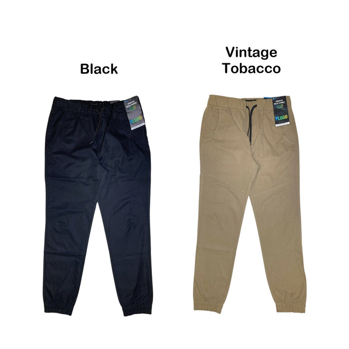 Plugg Clothing Men’s Stretch Tech Fabric Twill Joggers – Style P771442