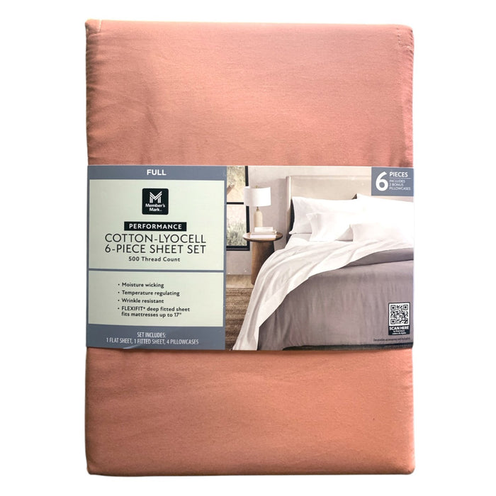 Member's Mark Performance Cotton-Lyocell 6-Piece Sheet Set, 500TC - Full