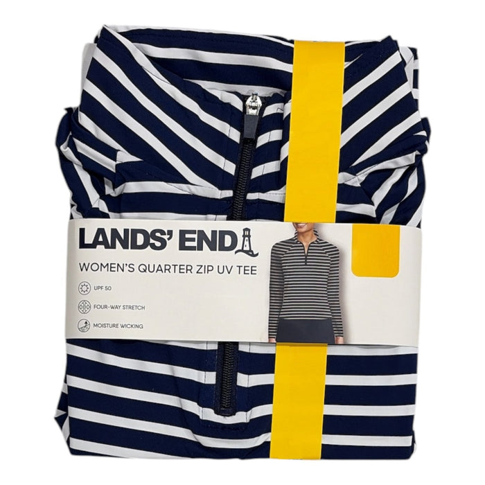 Lands' End Women's Relaxed Fit Lightweight 4-Way Stretch Quarter Zip Rashguard