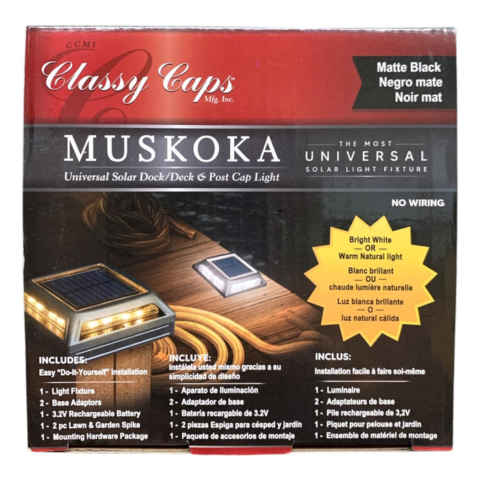 Classy Caps 4" x 4" Muskoka Black Aluminum Solar Post/Path/Dock Light