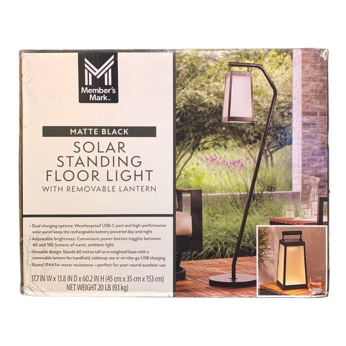 Member's Mark Solar Standing Floor Light with Removable Lantern (Matte Black)