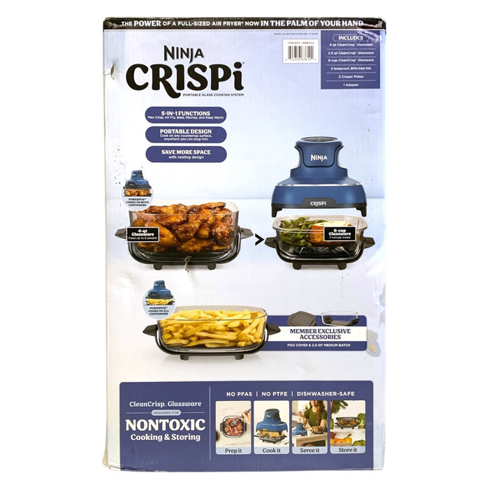 Ninja  Crispi Portable Glass Cooking System Bundle, 5 Function, Blue