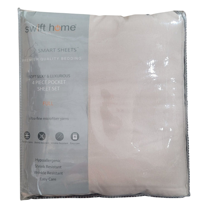 Swift Home Microfiber Smart Sheet 4 Piece Set With Side Storage Pockets, Full