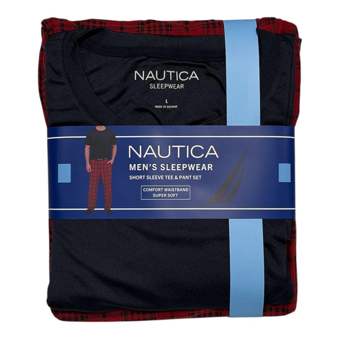 Nautica Men's Comfortable Classic Fit  Stretch Knit 2-Piece Pajama Set