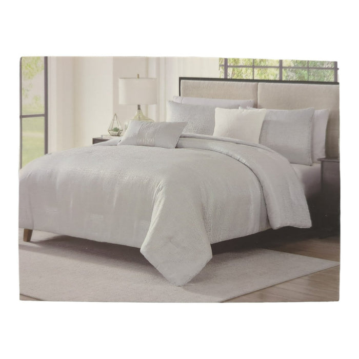 Tahari Home 5-Piece Jacquard Comforter Set, Sterling/Ice Blue, King
