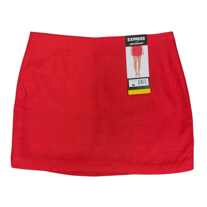 Express Women's Linen Blend Skirt, Fitted, Linen/Rayon Blend, Hidden Back Zip