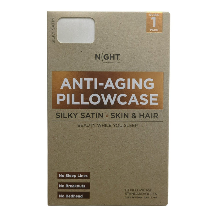 NIGHT Silk Care Anti-Aging Silky Satin Pillowcase, Standard/Queen