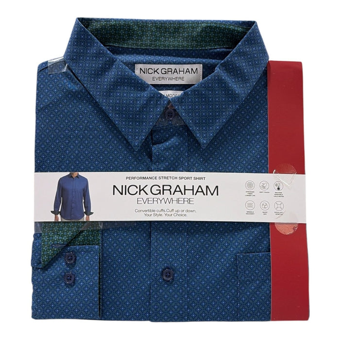 Nick Graham Men's Printed Long Sleeve Woven Shirt
