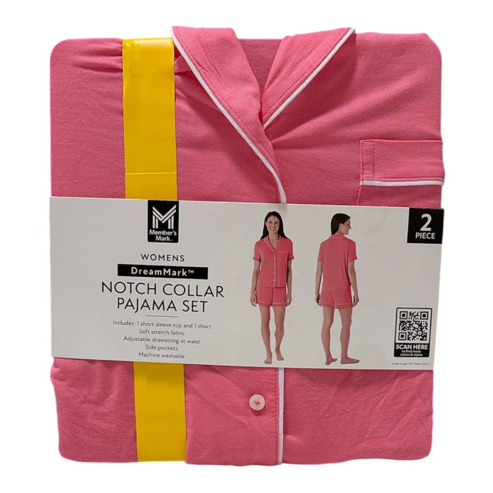 Member's Mark Women's 2-Piece Short Sleeve Notch Collar & Shorts Pajama Set