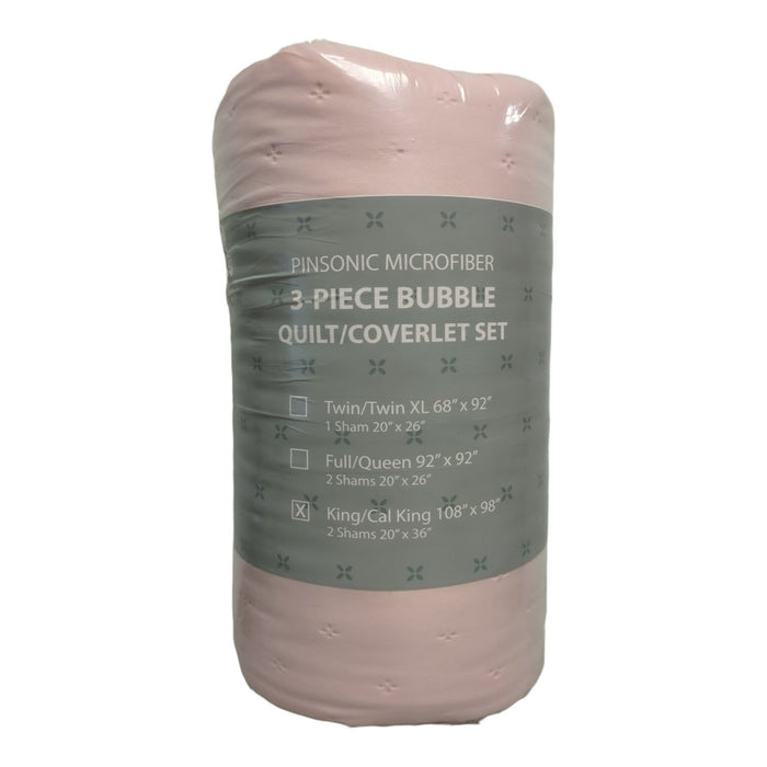 Swift Home 3-Piece Bubble Pinsonic Quilt Set, King/Cal King