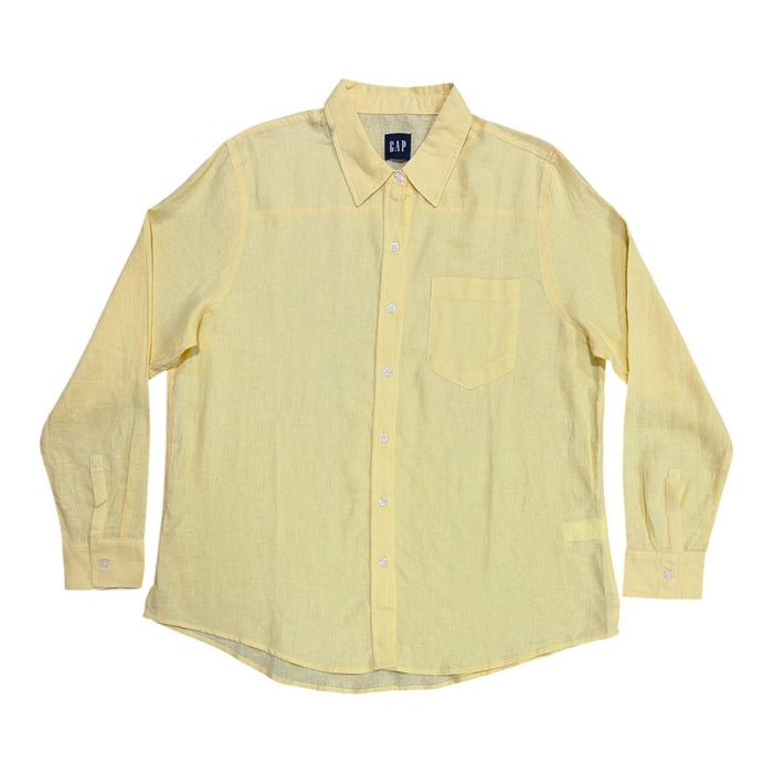 GAP Women's Linen Blend Button-Down Long Sleeve Relaxed Fit Shirt