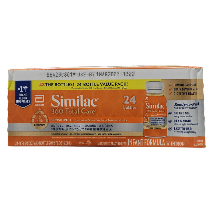 Similac 360 Total Care Sensitive Infant Formula, Ready to Feed, 8 fl. oz., 24 ct