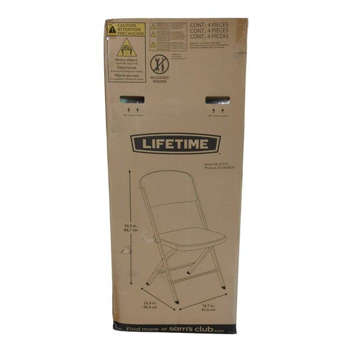 Lifetime 2nd Generation Commercial Folding Chair, 4 Pack, White