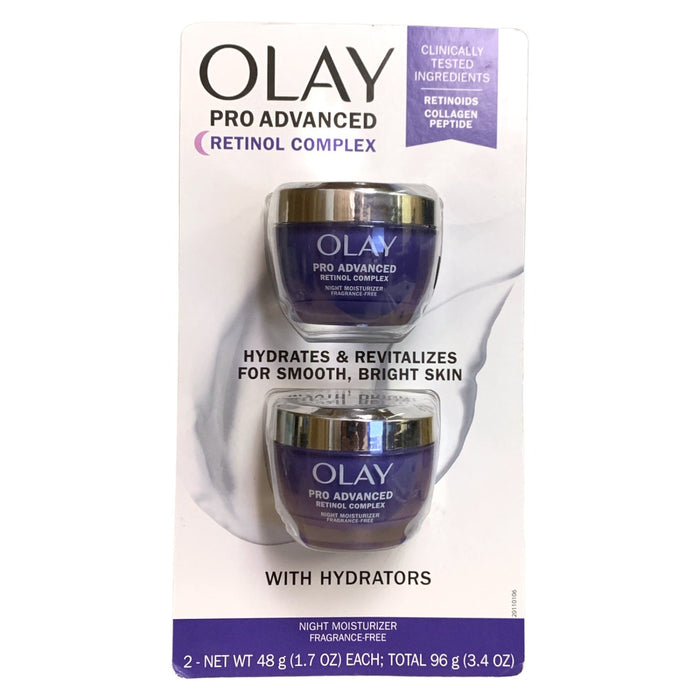 Olay Pro Advanced Retinol Complex Fragrance-Free Night Moisturizer, 2 x 1.7oz