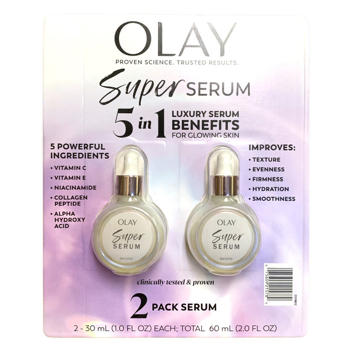 Olay Super Serum, 5-in-1 Facial Hydration 2-pack, 2 x 1.0 fl oz.