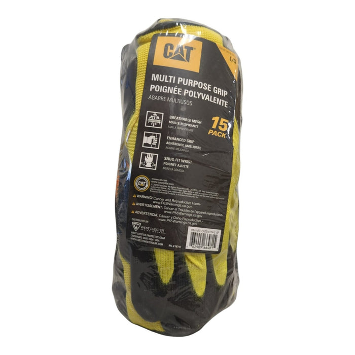 CAT Polyurethane Durable Abrasion Resistant Work Glove, 15-Pack