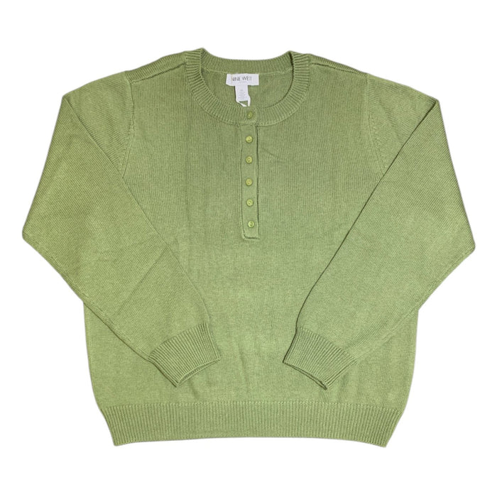 Nine West Women's Sweater Henley, Crew Neck, Long Sleeve with Ribbed Cuff