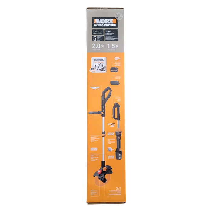 Worx WG941 20V Brushless Cordless Battery Powered Leaf Blower +  String Trimmer