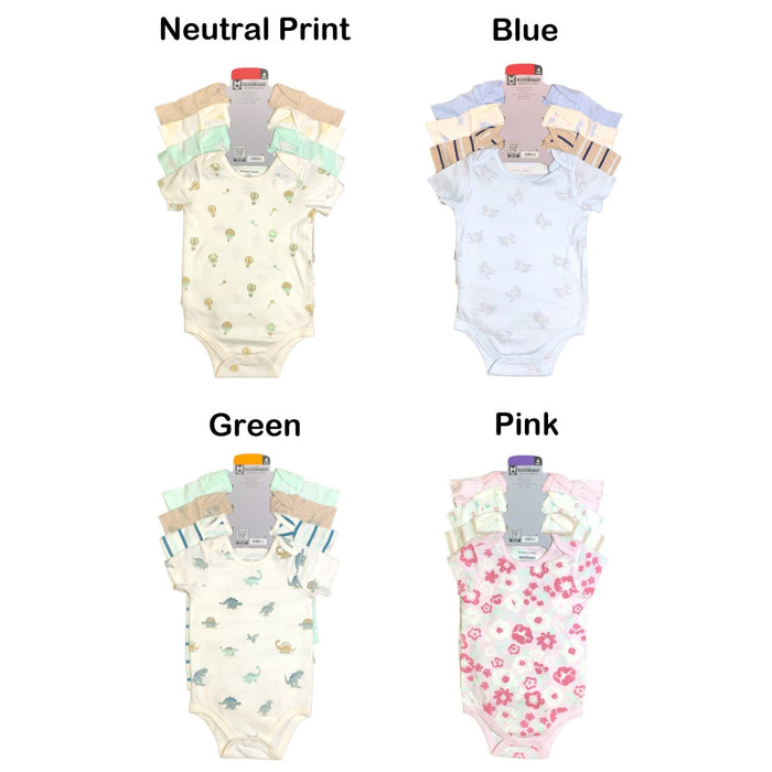 Member's Mark Baby's Organic Cotton Bodysuits, 4 Pack, Long Sleeve, Snap Closure