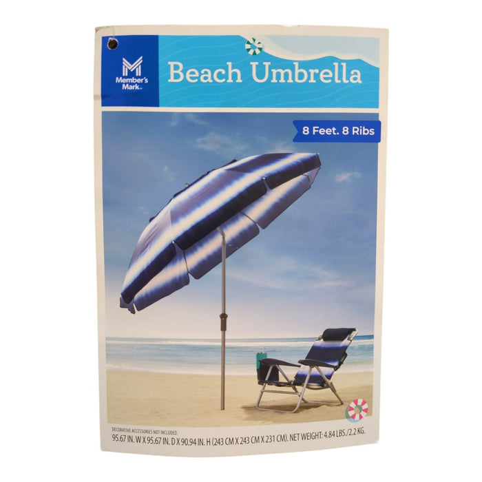 Member's Mark Easy Portable 8' Sun Protection Beach Umbrella