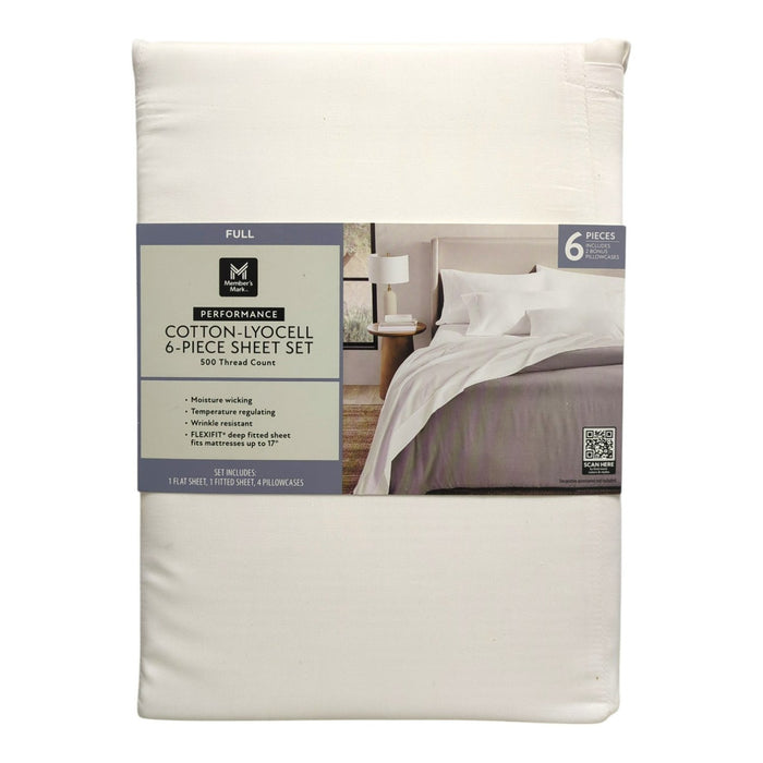 Member's Mark Performance 6 Piece Cotton-Lyocell Sheet Set, Full