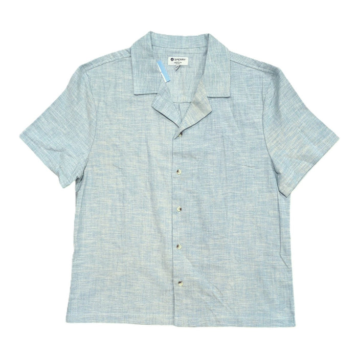Sperry Men's Textured Stretch Cotton Short Sleeved Camp Collar Shirt