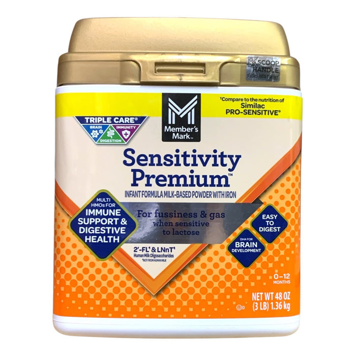 Member's Mark Sensitivity Premium Infant Formula Milk-Based Powder + Iron, 48 oz