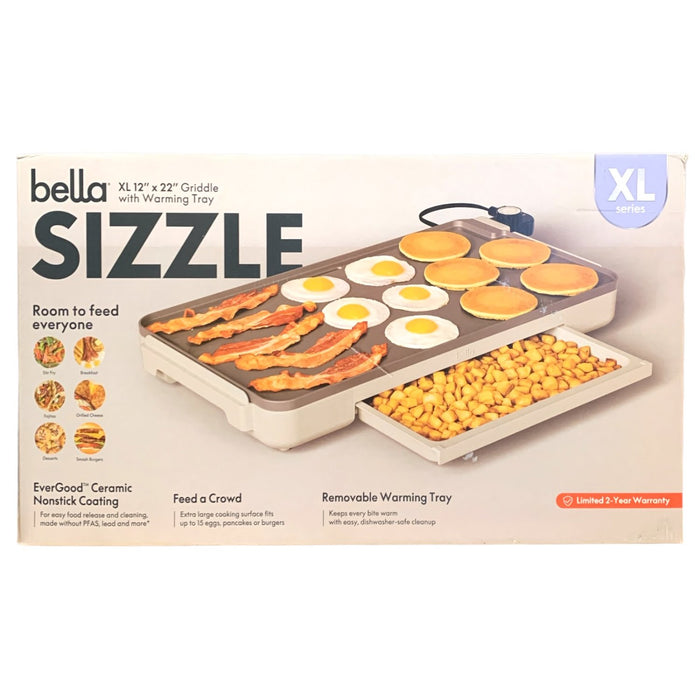 Bella 12" x 22" XL Griddle with Removable Warming Tray