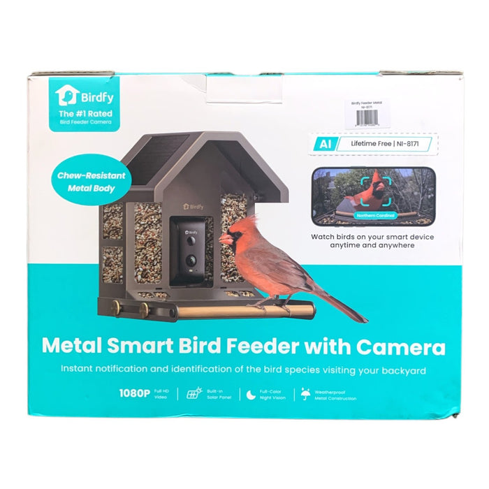 Birdfy Smart Metal Bird Feeder with Built-in Solar Panel and AI Camera, NI-8171
