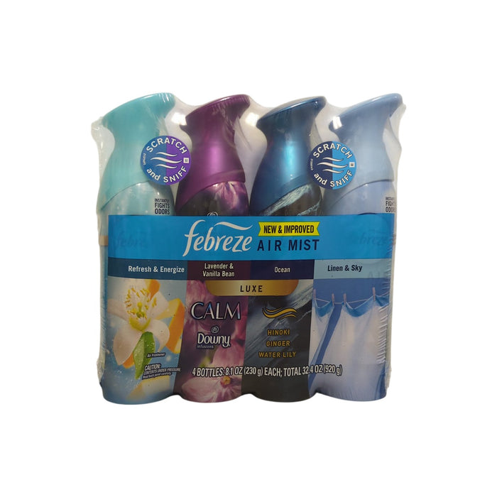 Febreze Air Mist Air Freshener Spray, Refresh/Lavender/Ocean/Linen, 4pk