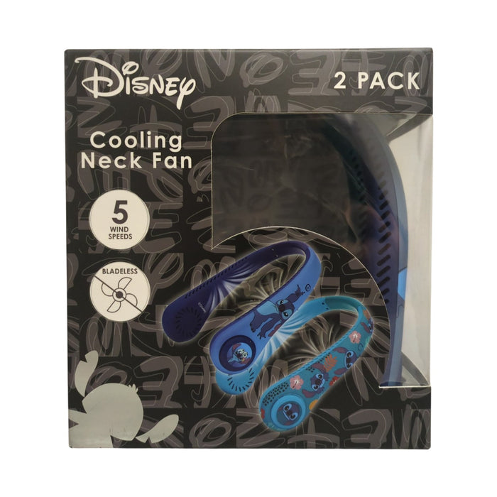 Disney Rechargeable 5 Speed Bladeless Cooling Neck Fan, 2 Pack, Stitch