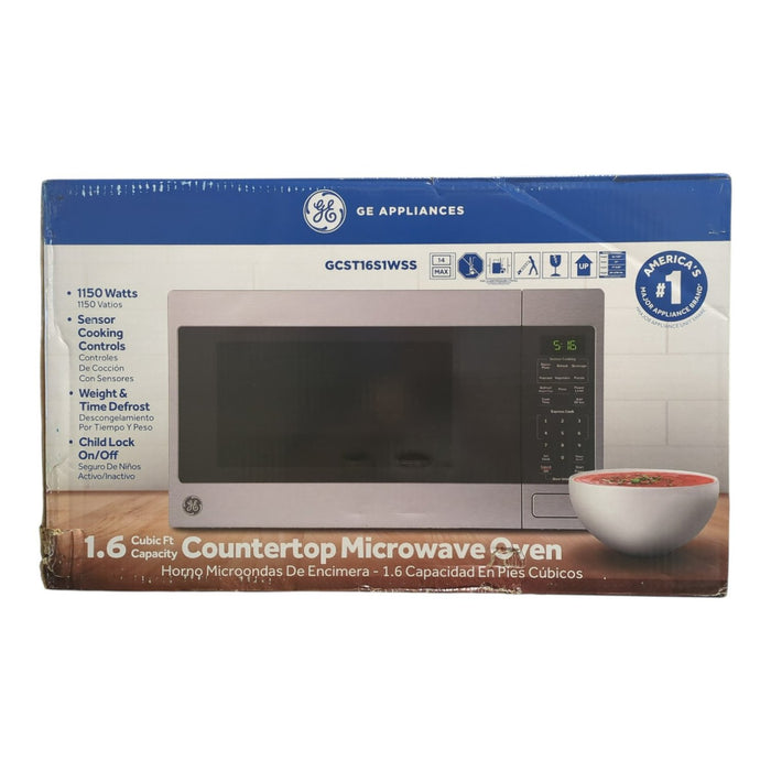 GE 1.6 Cu. Ft. Countertop Microwave with 8 Auto Cook Settings, GCST16S1WSS