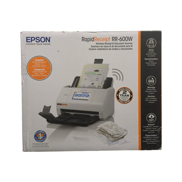 Epson RapidReceipt RR-600W Special Edition Scanner, 100-Sheet Duplex Auto