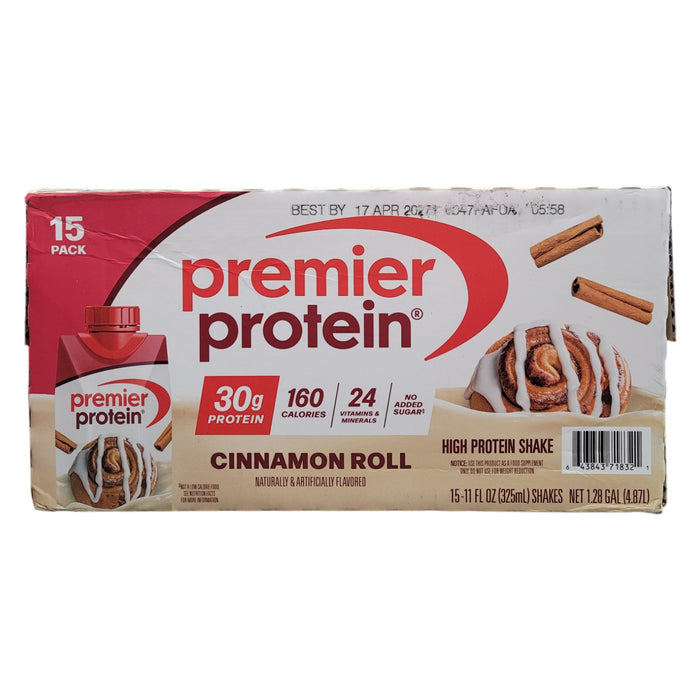 Premier Protein 30g High Protein Shake, Cinnamon Roll 11 fl. oz., 15 pk.