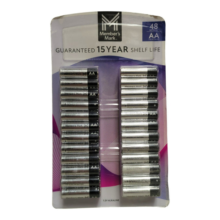 Member's Mark Extended Shelf Life AA Alkaline Batteries, 48 pk.