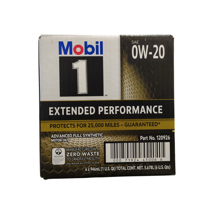 Mobil 1 Extended Performance Full Synthetic Motor Oil 0W-20, 1-Quart, 6pk
