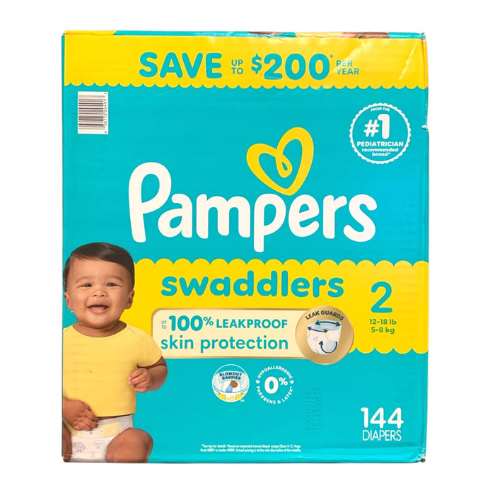 Pampers Swaddlers Fragrance Free Baby Diapers Size 2, 144 Count