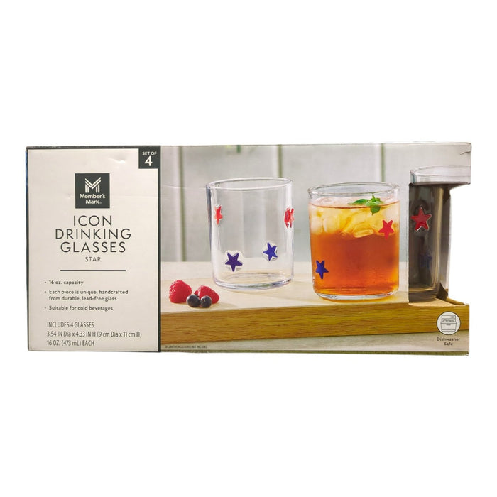 Member's Mark Handcrafted SUmmer Inspired Icon Drinking Glasses, 4-Pack