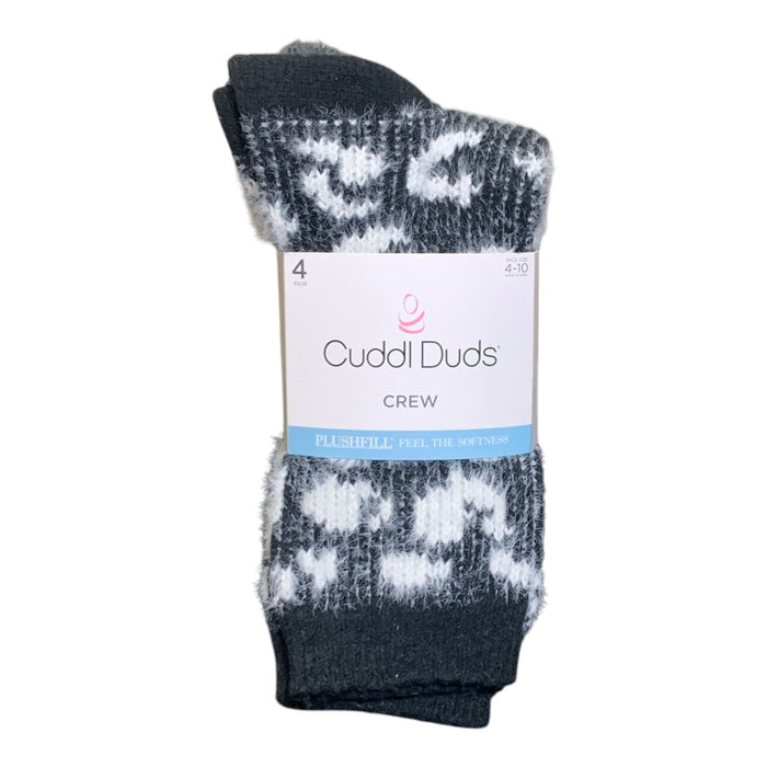 Cuddl Duds Women's Plushfill Crew-Length Cozy Boot Sock 4-Pack, One Size (4-10)