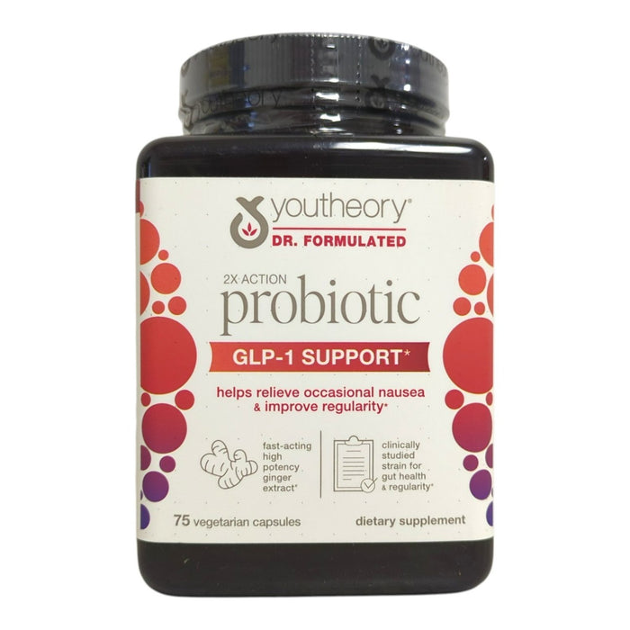 Youtheory 2x Action Probiotic GLP-1 Support Capsules, 75 ct.