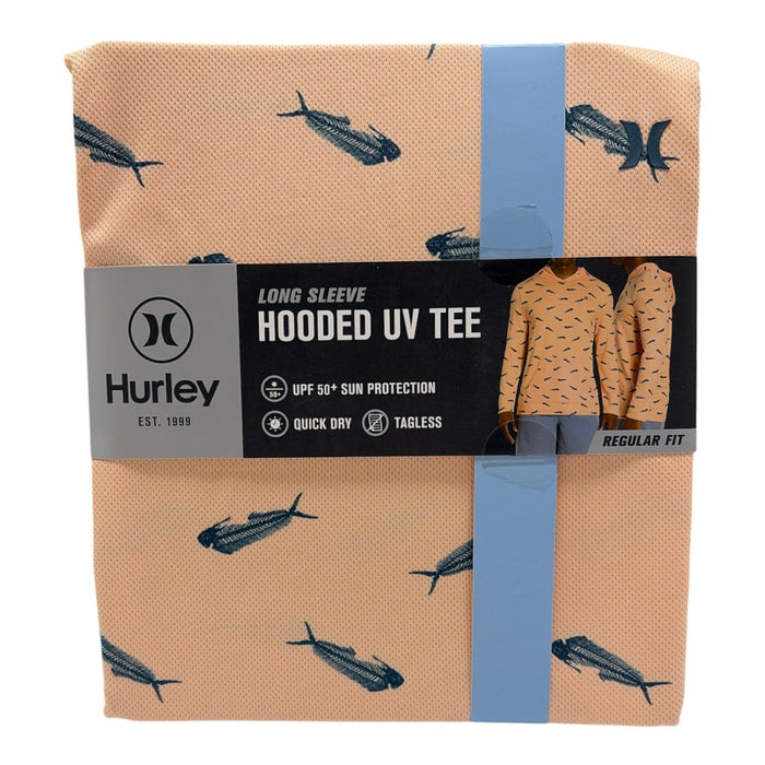 Hurley Men's  Hooded Regular Fit Long Sleeve Quick Dry Mesh UPF 50 Tee