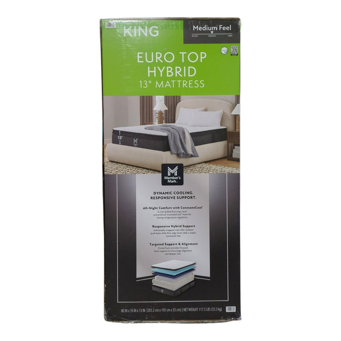 Member's Mark 13" Eurotop Hybrid Spring & Memory Foam Mattress, Medium, King